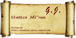 Gladics János névjegykártya